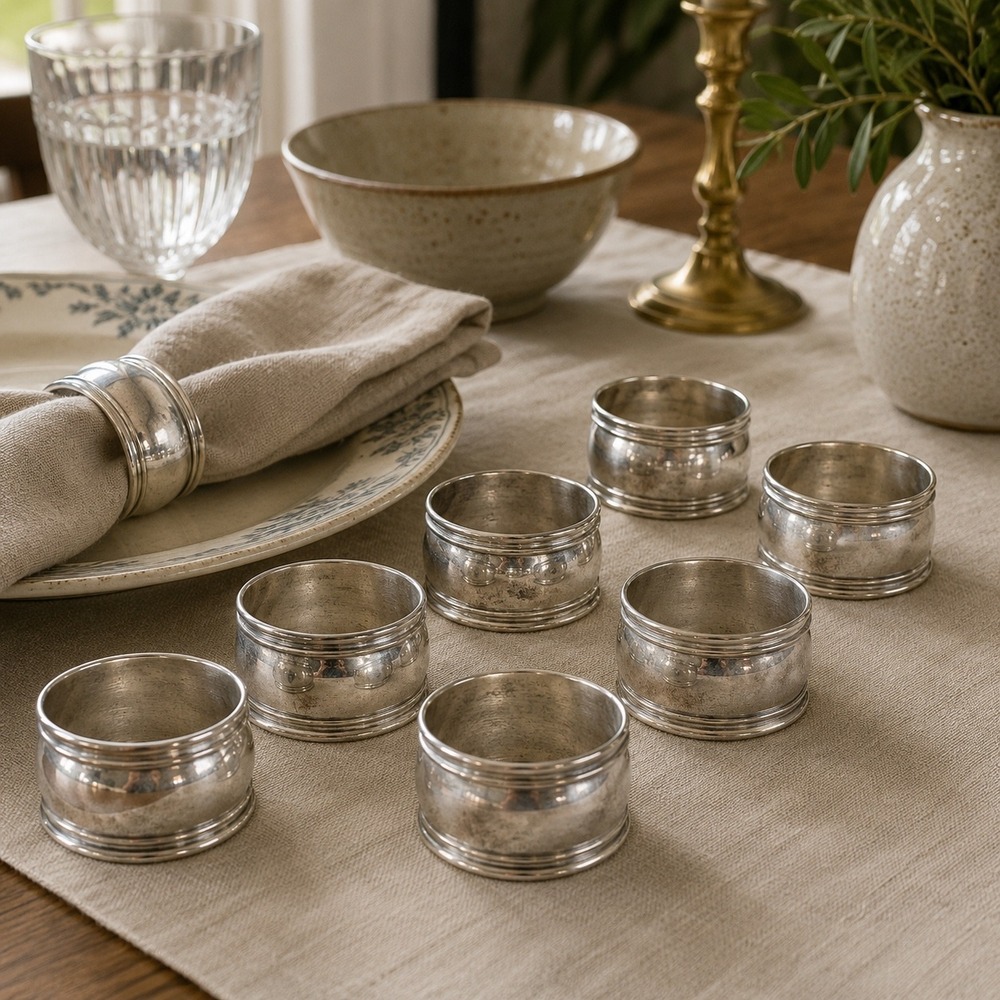 Vintage Silver Plated Napkin Rings Set of 8 Traditional Table Decor WM Rogers